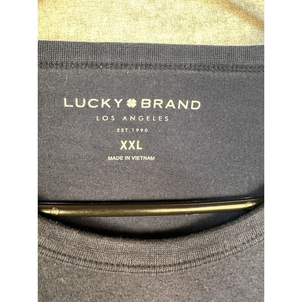 Lucky Brand Los Angeles Mens Blue Round Neck Long Sleeve Blank T-shirt Sz XXL - Picture 3 of 6